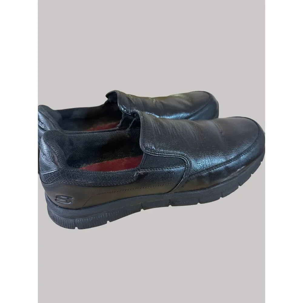 Skechers Size 12 Mens Black Synthetic Slip-Resistant Work Loafers